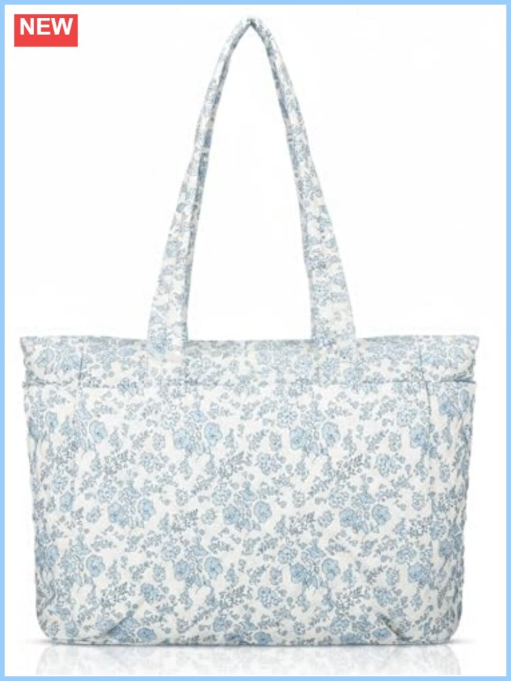 Quilted Puffer Tote Bag with Zipper Lightweight Floral Large
